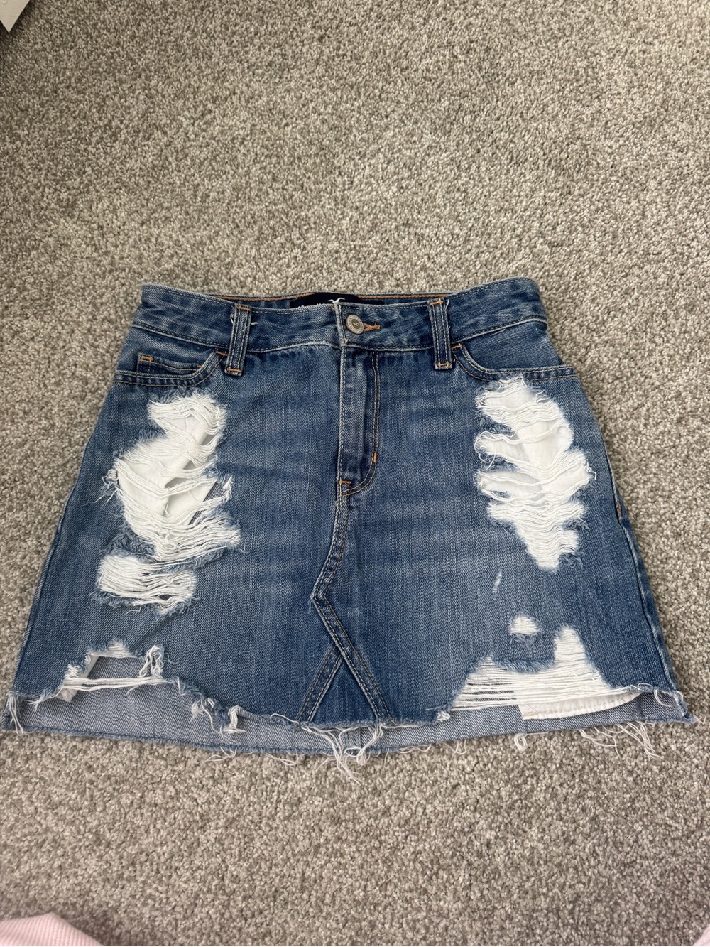 Hollister Ripped Denim Mini Skirt